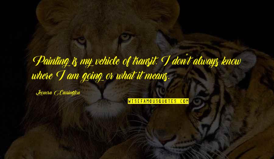 Sarshar Sailani Quotes By Leonora Carrington: Painting is my vehicle of transit. I don't