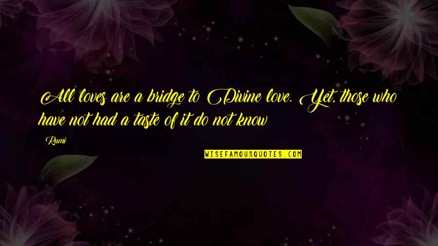 Sarspa Quotes By Rumi: All loves are a bridge to Divine love. Sarspa Quotes By Rumi: All loves are a bridge to Divine love.