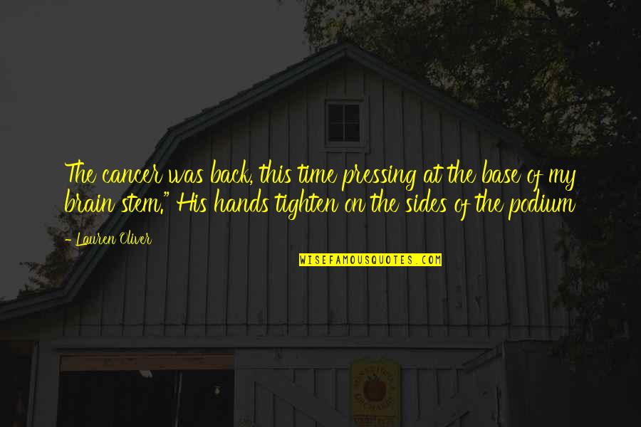Sartore Boots Quotes By Lauren Oliver: The cancer was back, this time pressing at