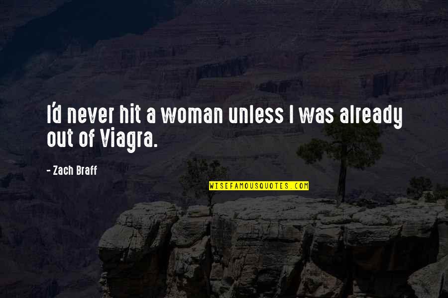 Sarvelio Fuentes Quotes By Zach Braff: I'd never hit a woman unless I was