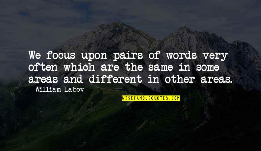Sarvis Quotes By William Labov: We focus upon pairs of words very often