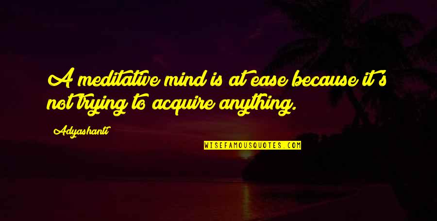 Sasamaso Quotes By Adyashanti: A meditative mind is at ease because it's