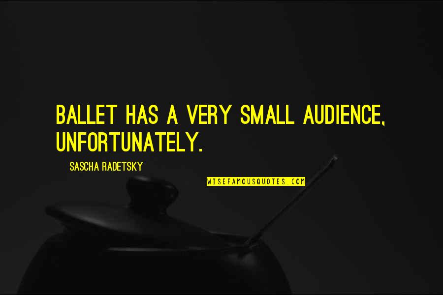 Sascha's Quotes By Sascha Radetsky: Ballet has a very small audience, unfortunately.