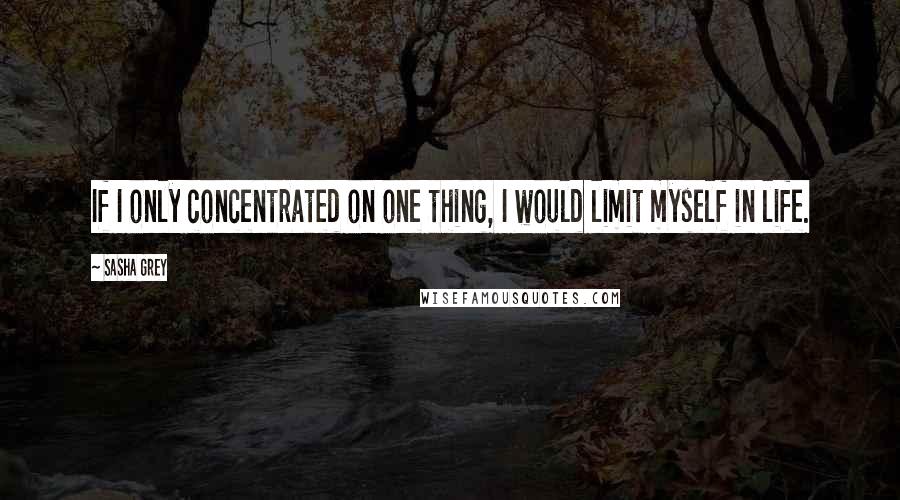 Sasha Grey quotes: If I only concentrated on one thing, I would limit myself in life.