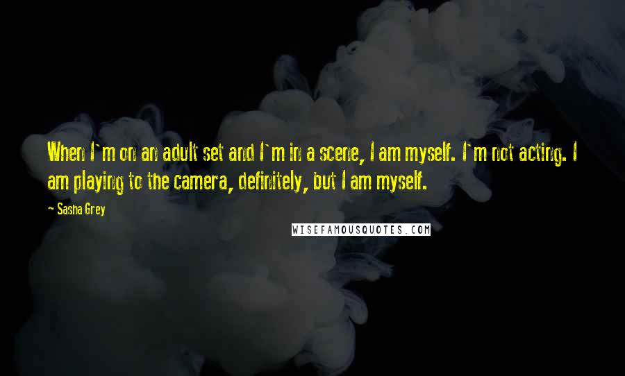 Sasha Grey quotes: When I'm on an adult set and I'm in a scene, I am myself. I'm not acting. I am playing to the camera, definitely, but I am myself.