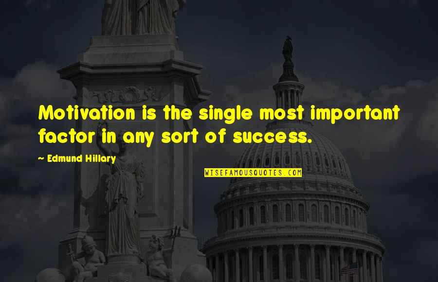 Sasha Lafleur Quotes By Edmund Hillary: Motivation is the single most important factor in