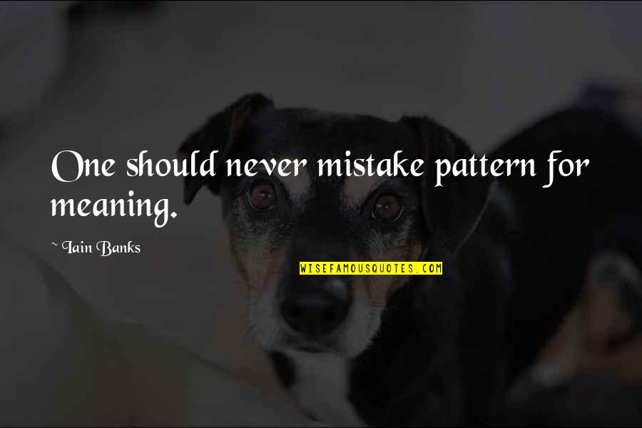 Sashayed Quotes By Iain Banks: One should never mistake pattern for meaning.