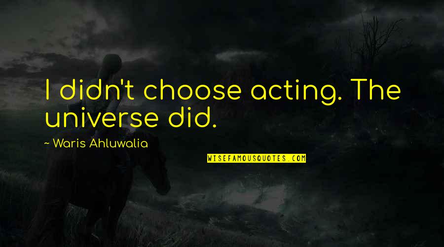 Sassy New Hair Quotes By Waris Ahluwalia: I didn't choose acting. The universe did. Sassy New Hair Quotes By Waris Ahluwalia: I didn't choose acting. The universe did.