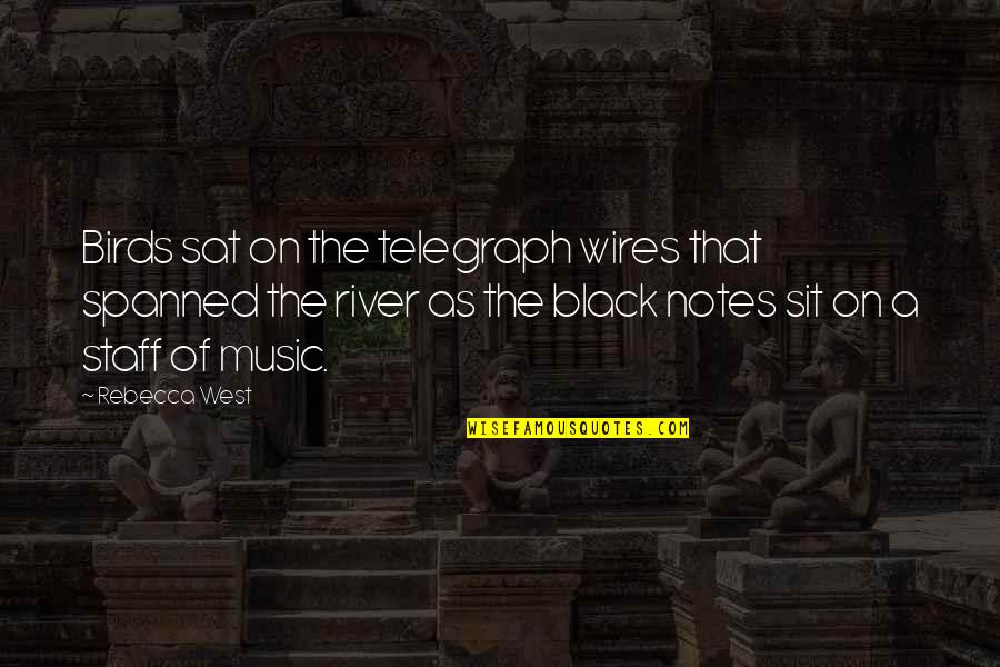 Sat Quotes By Rebecca West: Birds sat on the telegraph wires that spanned