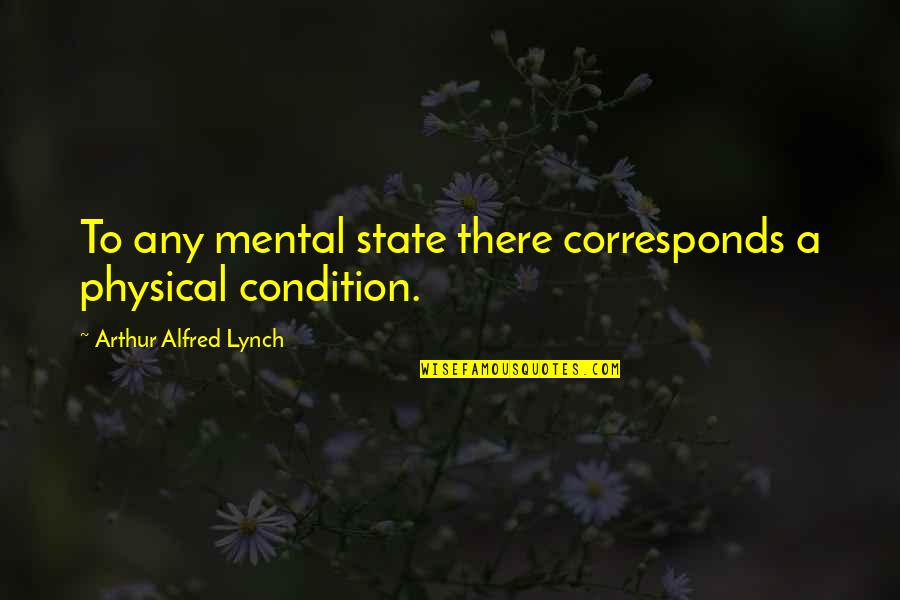 Satan Was Once An Angel Quotes By Arthur Alfred Lynch: To any mental state there corresponds a physical Satan Was Once An Angel Quotes By Arthur Alfred Lynch: To any mental state there corresponds a physical