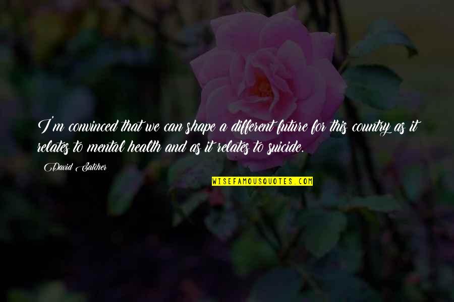 Satcher Health Quotes By David Satcher: I'm convinced that we can shape a different Satcher Health Quotes By David Satcher: I'm convinced that we can shape a different