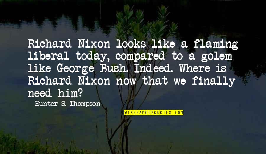 Sathiya Quotes By Hunter S. Thompson: Richard Nixon looks like a flaming liberal today,