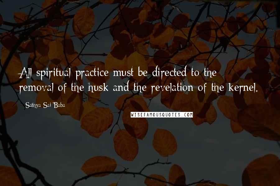 Sathya Sai Baba quotes: All spiritual practice must be directed to the removal of the husk and the revelation of the kernel.