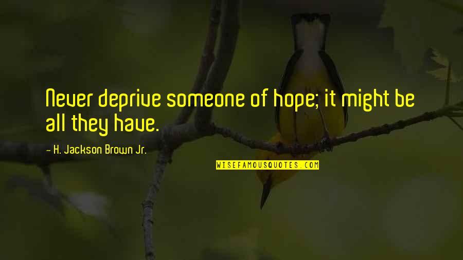 Sati Practice Quotes By H. Jackson Brown Jr.: Never deprive someone of hope; it might be