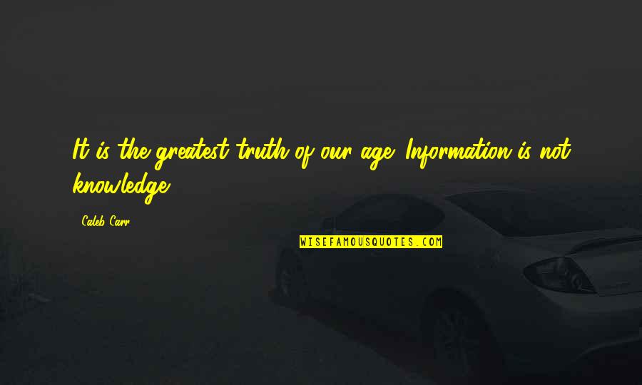 Satifaction Quotes By Caleb Carr: It is the greatest truth of our age: