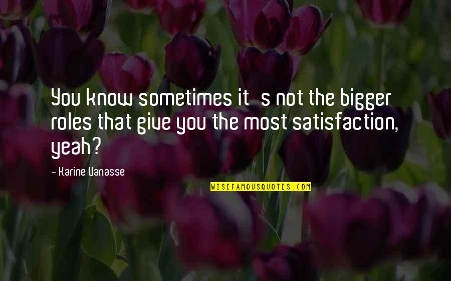 Satisfaction's Quotes By Karine Vanasse: You know sometimes it's not the bigger roles