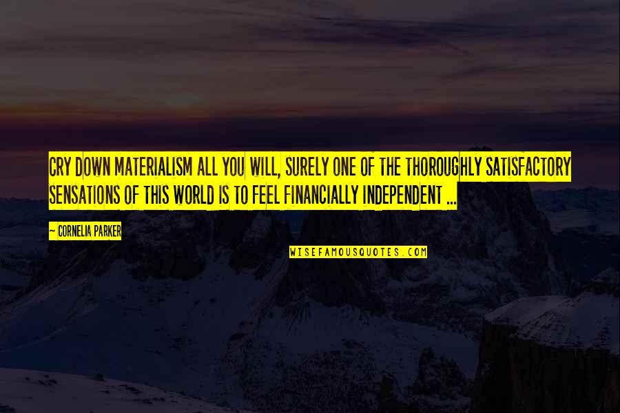 Satisfactory Quotes By Cornelia Parker: Cry down materialism all you will, surely one