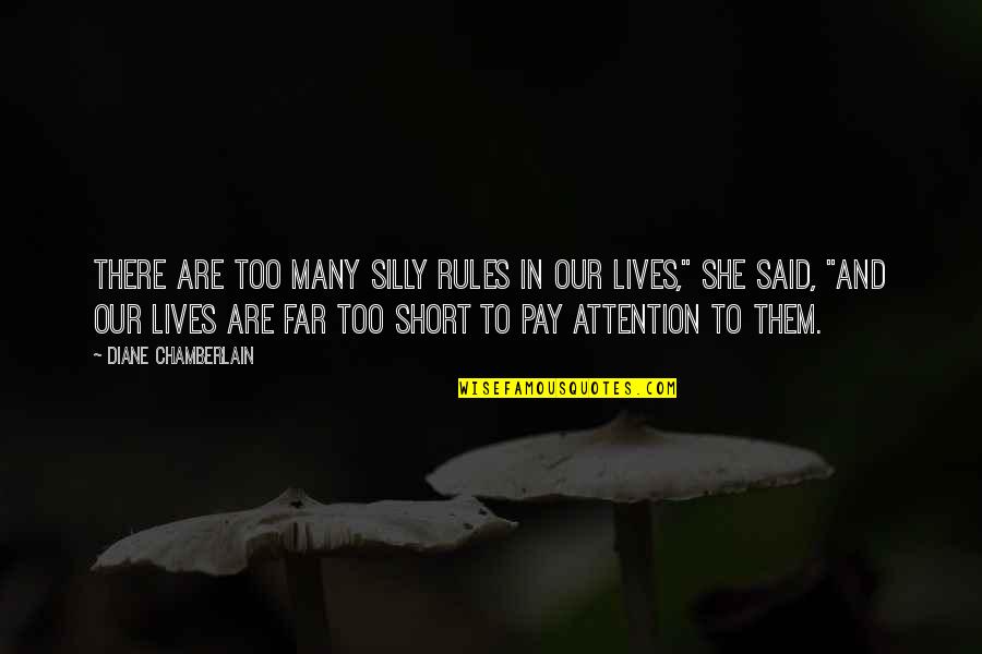 Satisfaitement Quotes By Diane Chamberlain: There are too many silly rules in our Satisfaitement Quotes By Diane Chamberlain: There are too many silly rules in our