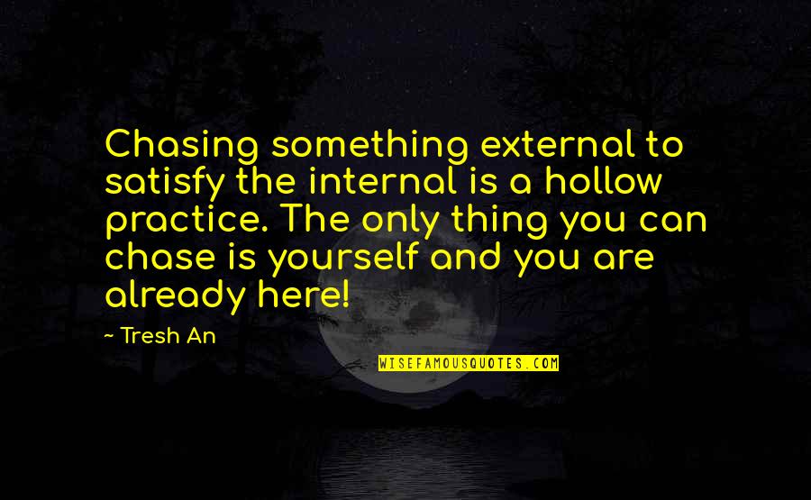 Satisfy'd Quotes By Tresh An: Chasing something external to satisfy the internal is