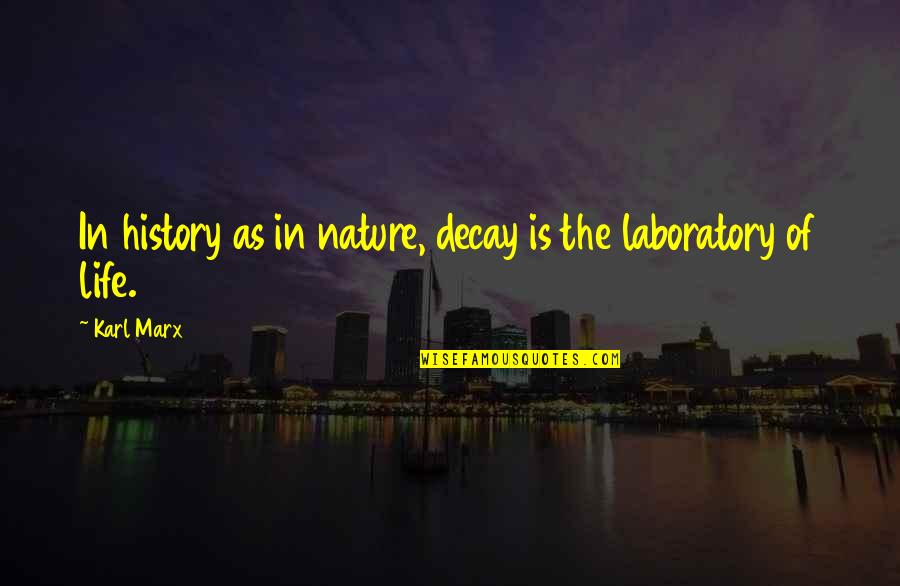 Satoko Quotes By Karl Marx: In history as in nature, decay is the