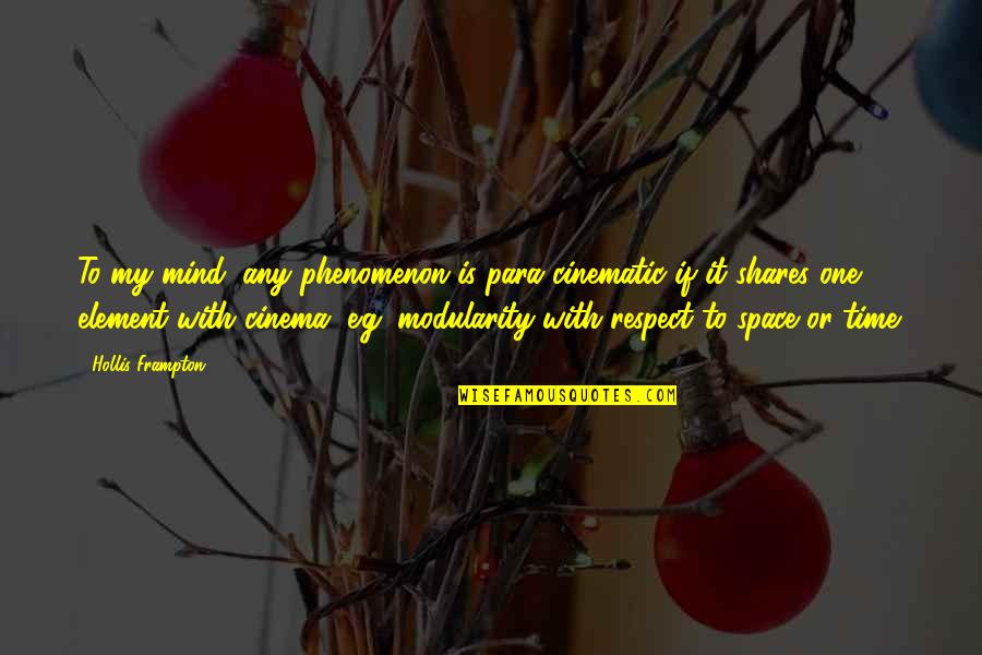 Satul Banului Quotes By Hollis Frampton: To my mind, any phenomenon is para-cinematic if Satul Banului Quotes By Hollis Frampton: To my mind, any phenomenon is para-cinematic if
