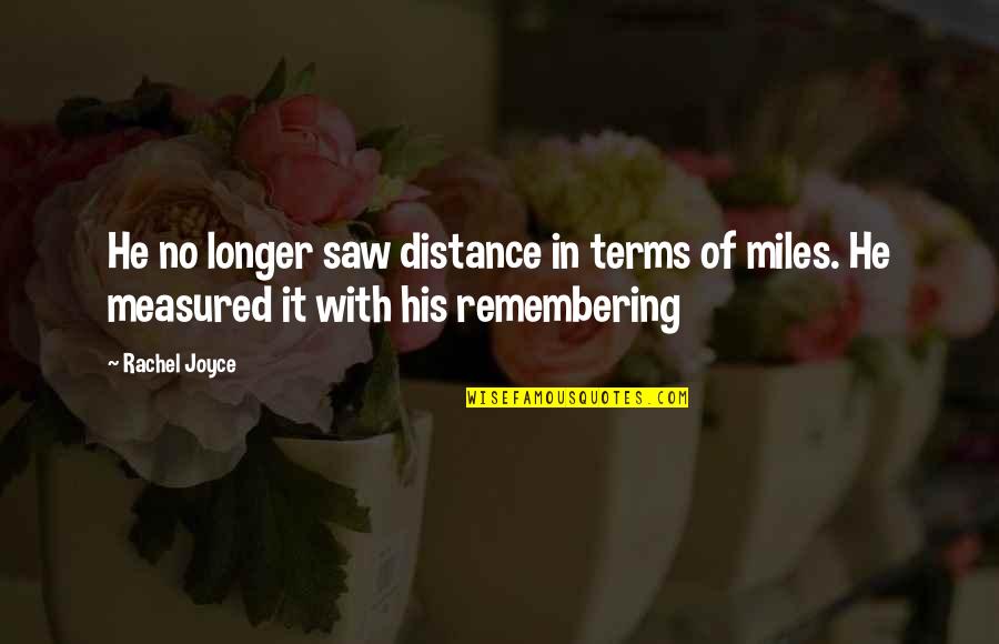 Saturday Happy Quotes By Rachel Joyce: He no longer saw distance in terms of