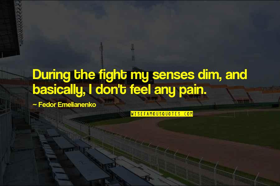 Sauchiehall Lane Quotes By Fedor Emelianenko: During the fight my senses dim, and basically,
