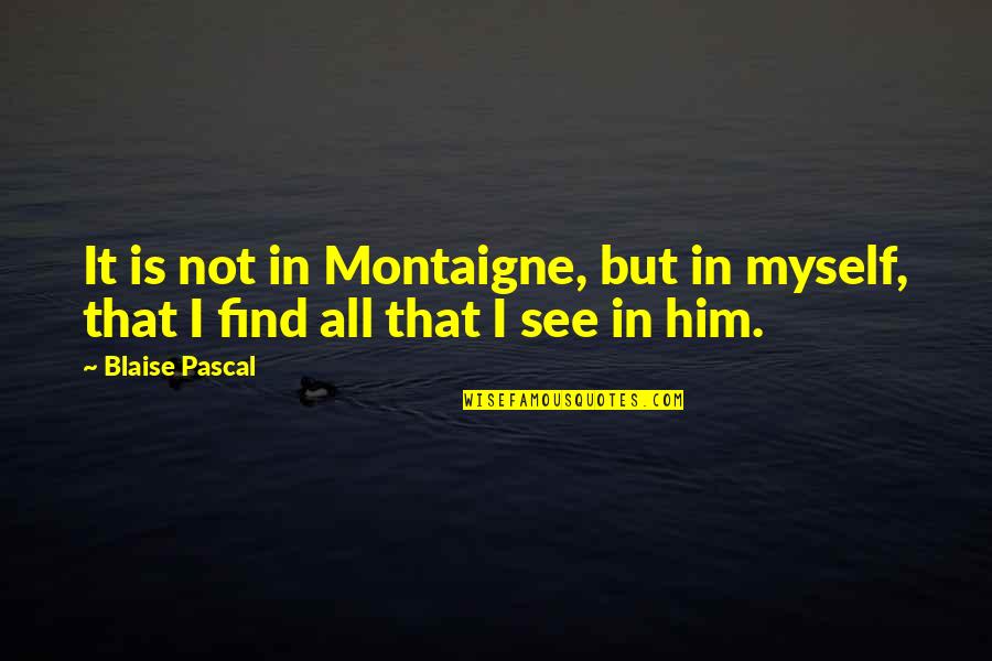 Saucy Valentine Quotes By Blaise Pascal: It is not in Montaigne, but in myself,