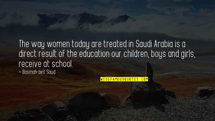 Saudi Quotes By Basmah Bint Saud: The way women today are treated in Saudi