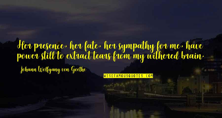 Sauermilch Construction Quotes By Johann Wolfgang Von Goethe: Her presence, her fate, her sympathy for me, Sauermilch Construction Quotes By Johann Wolfgang Von Goethe: Her presence, her fate, her sympathy for me,