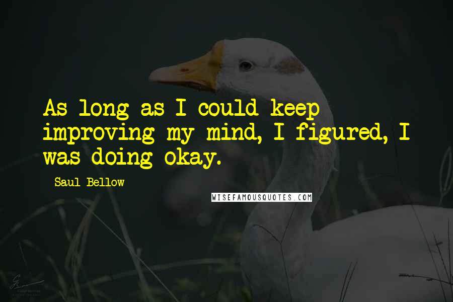 Saul Bellow quotes: As long as I could keep improving my mind, I figured, I was doing okay.