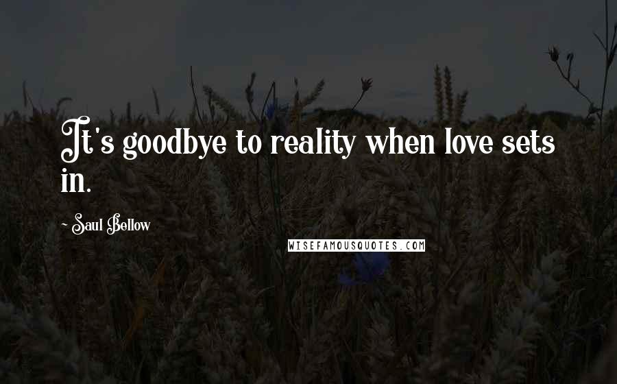 Saul Bellow quotes: It's goodbye to reality when love sets in.