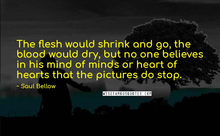 Saul Bellow quotes: The flesh would shrink and go, the blood would dry, but no one believes in his mind of minds or heart of hearts that the pictures do stop.