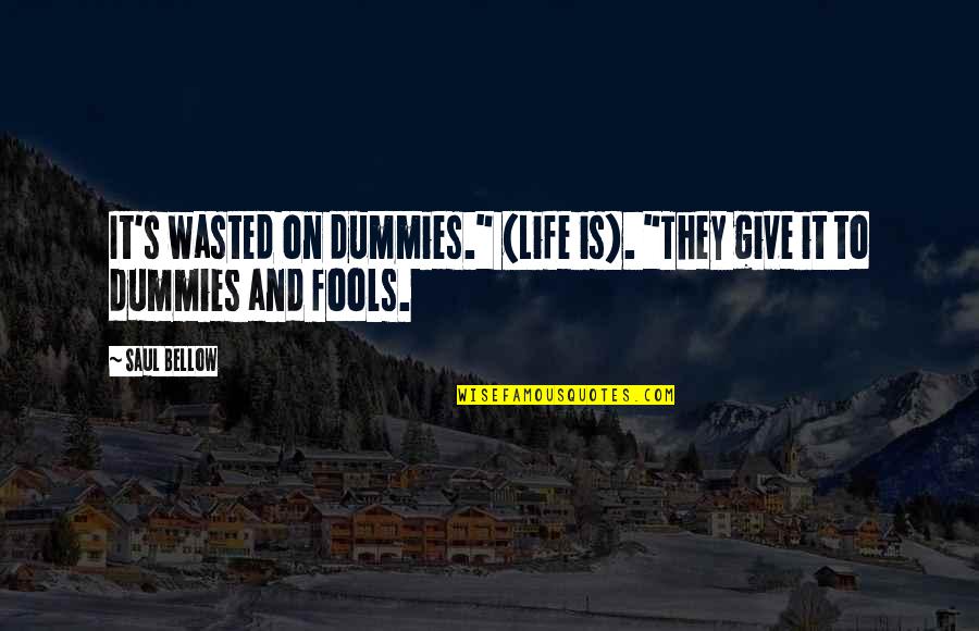 Saul Bellow Quotes By Saul Bellow: It's wasted on dummies." (Life is). "They give