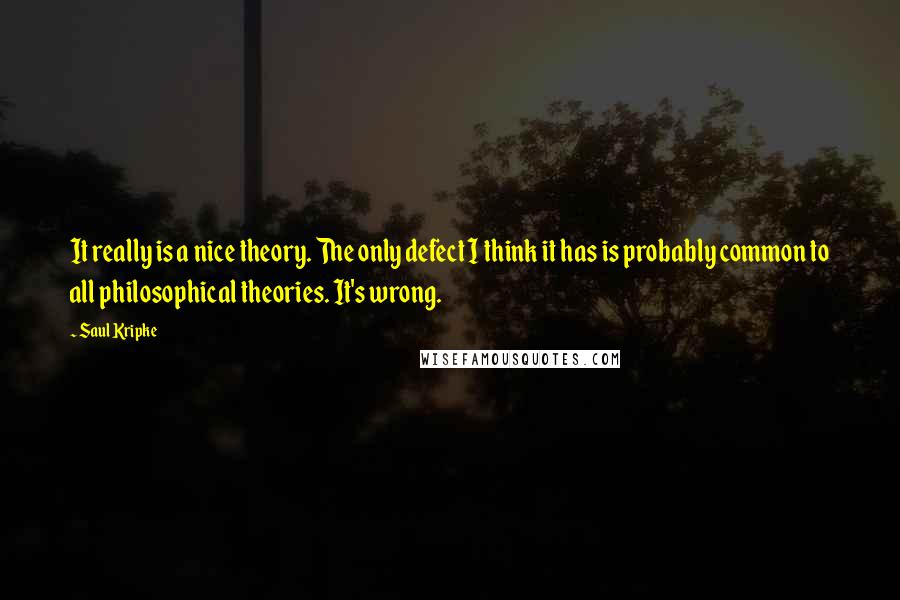 Saul Kripke quotes: It really is a nice theory. The only defect I think it has is probably common to all philosophical theories. It's wrong.