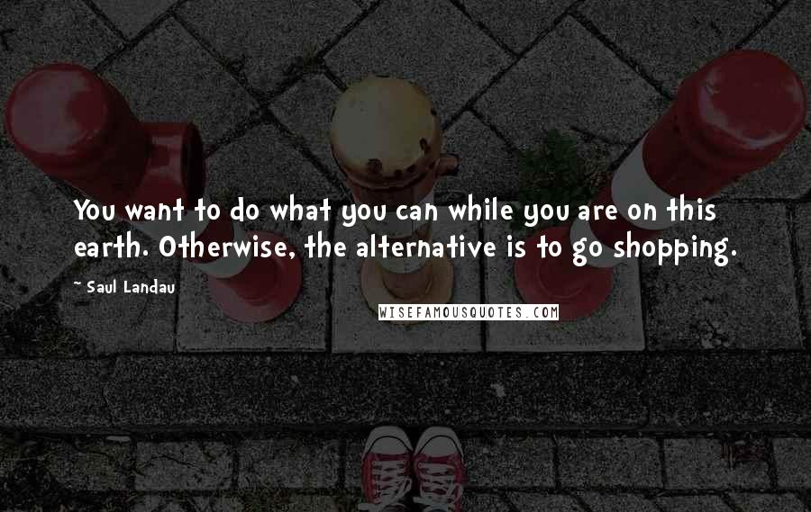 Saul Landau quotes: You want to do what you can while you are on this earth. Otherwise, the alternative is to go shopping.