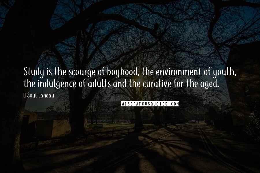 Saul Landau quotes: Study is the scourge of boyhood, the environment of youth, the indulgence of adults and the curative for the aged.