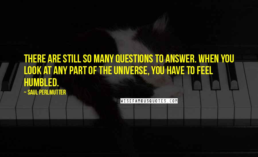 Saul Perlmutter quotes: There are still so many questions to answer. When you look at any part of the universe, you have to feel humbled.