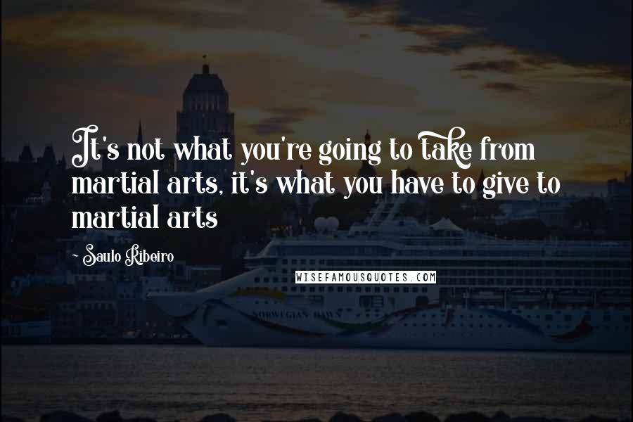 Saulo Ribeiro quotes: It's not what you're going to take from martial arts, it's what you have to give to martial arts