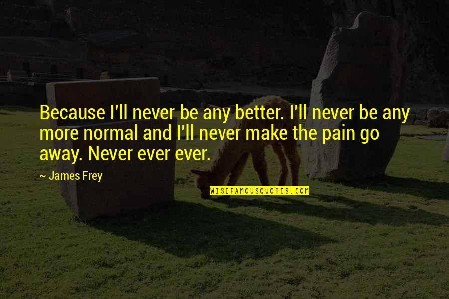 Saumya Rajendra Quotes By James Frey: Because I'll never be any better. I'll never