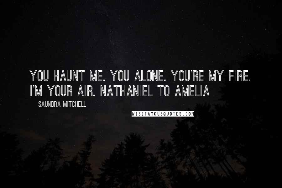 Saundra Mitchell quotes: You haunt me. You alone. You're my fire. I'm your air. Nathaniel to Amelia