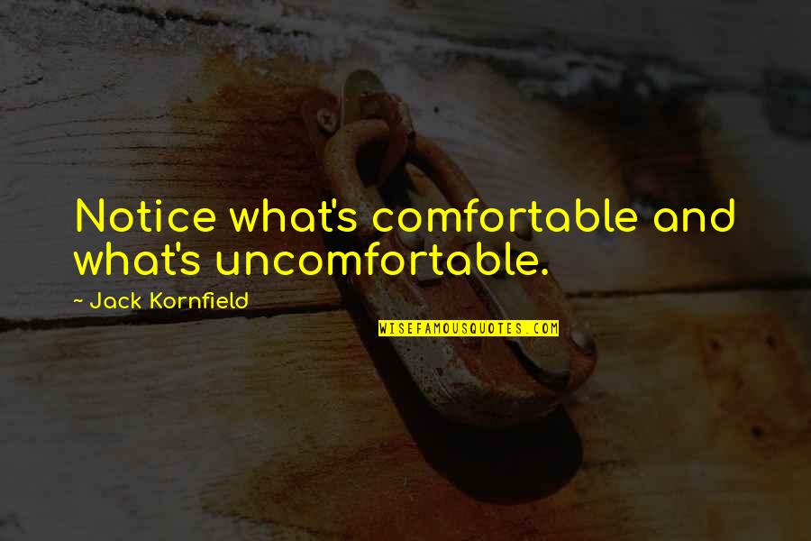 Sausage Rap Quotes By Jack Kornfield: Notice what's comfortable and what's uncomfortable.