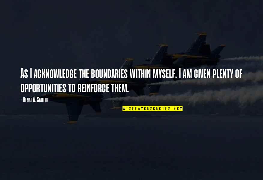 Sauter Quotes By Renae A. Sauter: As I acknowledge the boundaries within myself, I Sauter Quotes By Renae A. Sauter: As I acknowledge the boundaries within myself, I