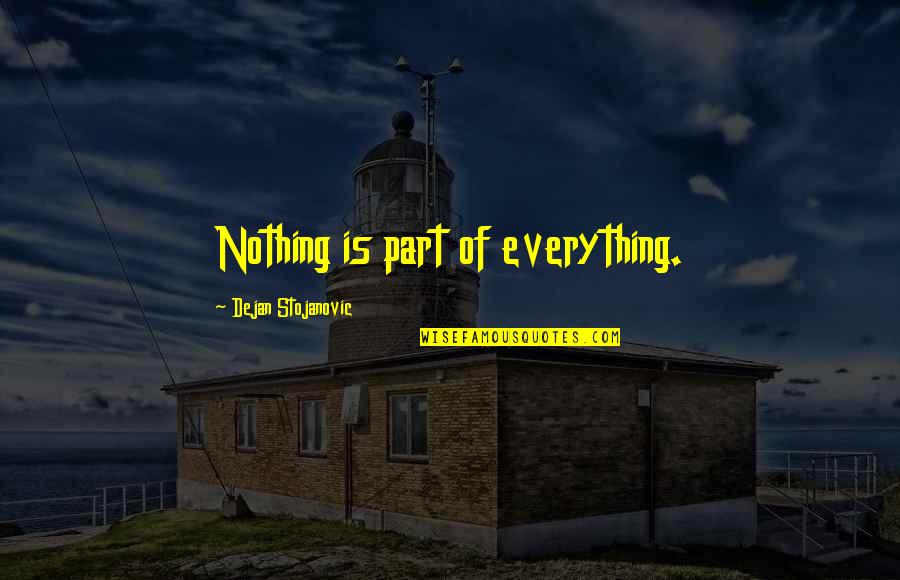 Savage Drone Quotes By Dejan Stojanovic: Nothing is part of everything. Savage Drone Quotes By Dejan Stojanovic: Nothing is part of everything.