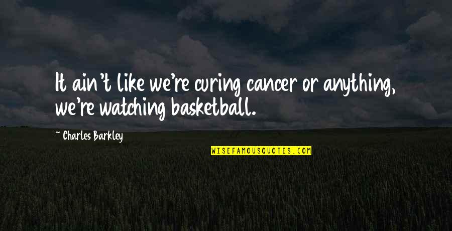 Savaging Pigs Quotes By Charles Barkley: It ain't like we're curing cancer or anything,