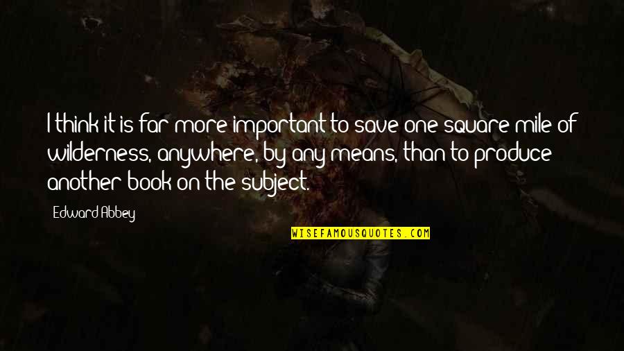 Save More Quotes By Edward Abbey: I think it is far more important to
