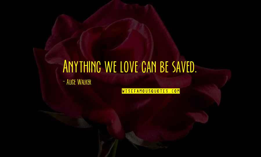 Saved By Love Quotes By Alice Walker: Anything we love can be saved.