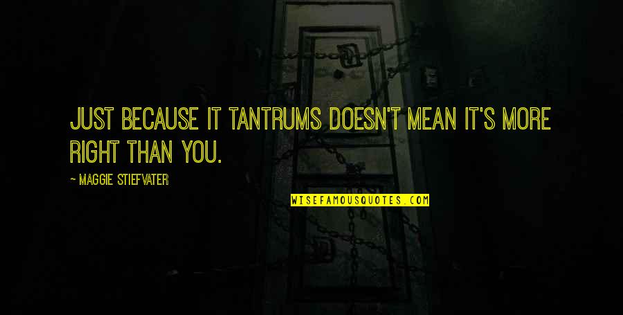 Savellis Restaurant Quotes By Maggie Stiefvater: Just because it tantrums doesn't mean it's more Savellis Restaurant Quotes By Maggie Stiefvater: Just because it tantrums doesn't mean it's more