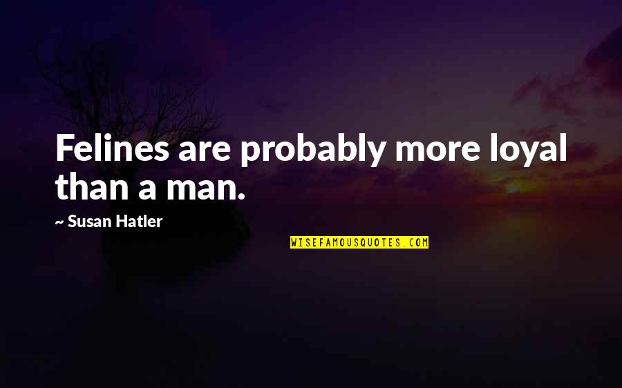 Saveta Kornja Quotes By Susan Hatler: Felines are probably more loyal than a man. Saveta Kornja Quotes By Susan Hatler: Felines are probably more loyal than a man.