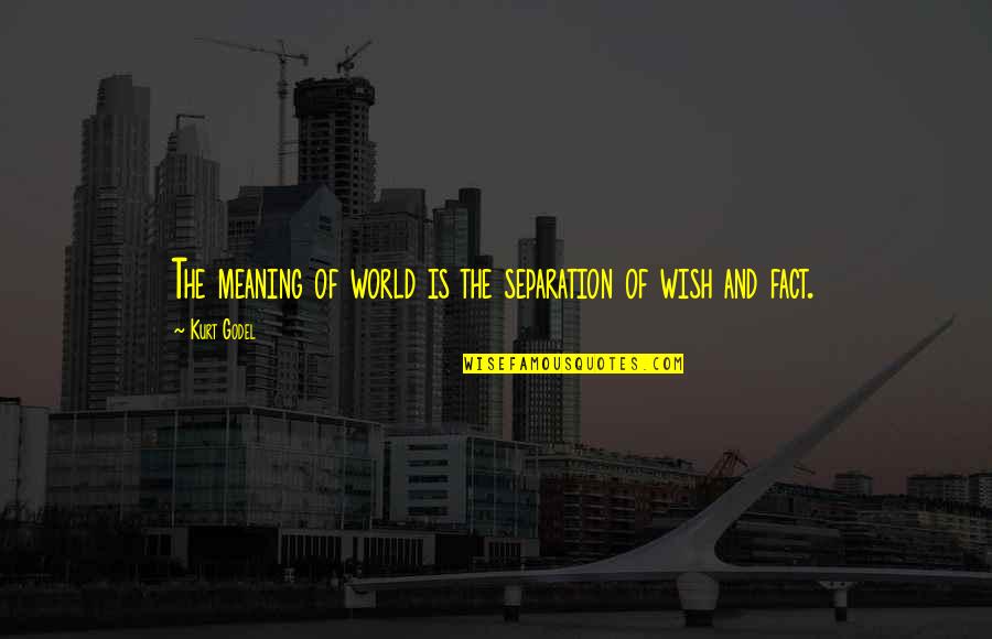 Saving Papers Quotes By Kurt Godel: The meaning of world is the separation of